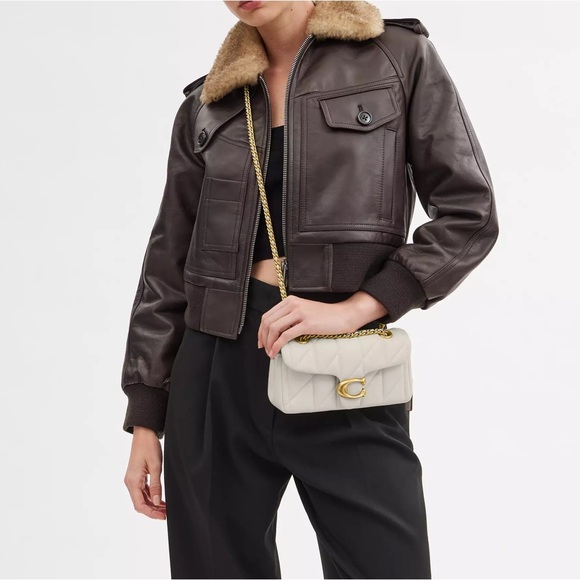 NWT Coach Tabby Shoulder Bag 20 With Quilting Chalk Gold CP149 White Crossbody - Picture 6 of 8